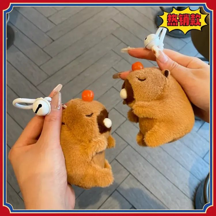 卡皮巴拉玩偶公仔吐泡泡捏捏乐玩具挂件创意节日高级感礼物B11