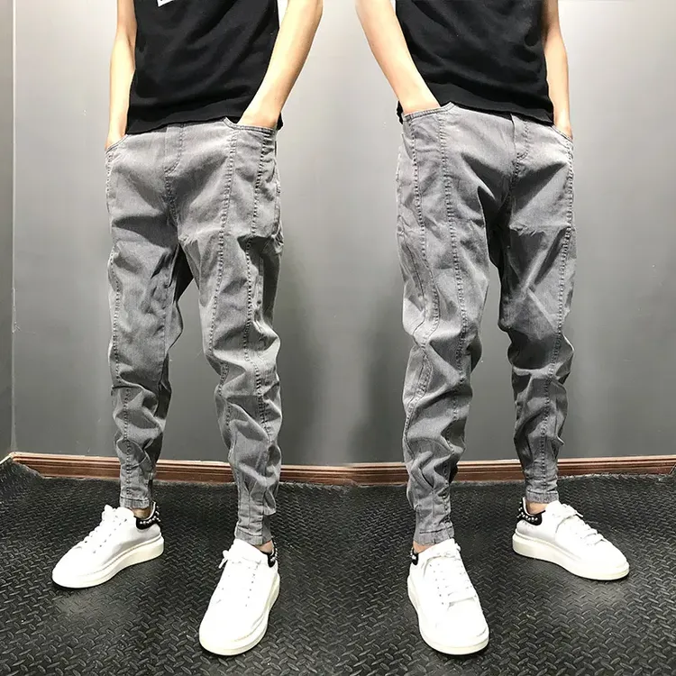 潮流网红潮牌宽松束脚潮流韩版修身休闲男裤网红小脚工装哈伦裤子