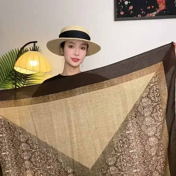 【凡尘】105*105大方巾围巾丝巾披肩民族风秋冬女士老钱风 气质搭配