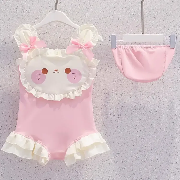 女童泳衣2025新款儿童女孩甜美泳装可爱小公主中小童温泉粉色公主