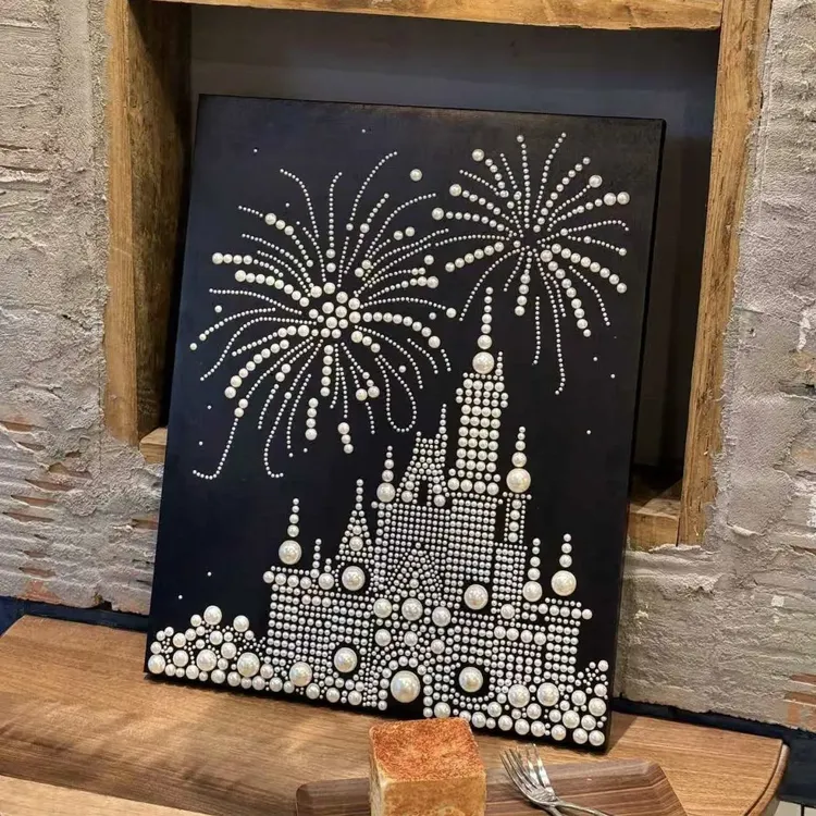 珍珠画diy圣诞树钻石手工自粘城堡烟花送朋友圣诞礼物装饰画yw