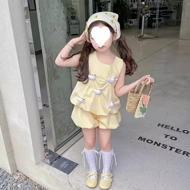 戴维贝拉女童2025夏季新款两件套无袖女宝宝连衣裙爆款儿童