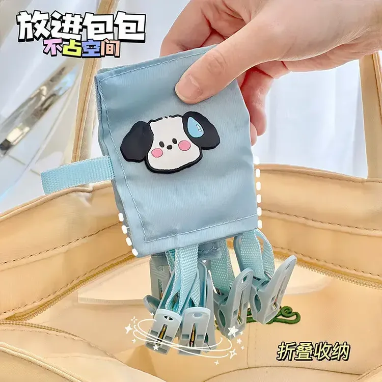 出行必备可折叠布艺便携衣架旅行家用夹子旅游出差酒店衣架