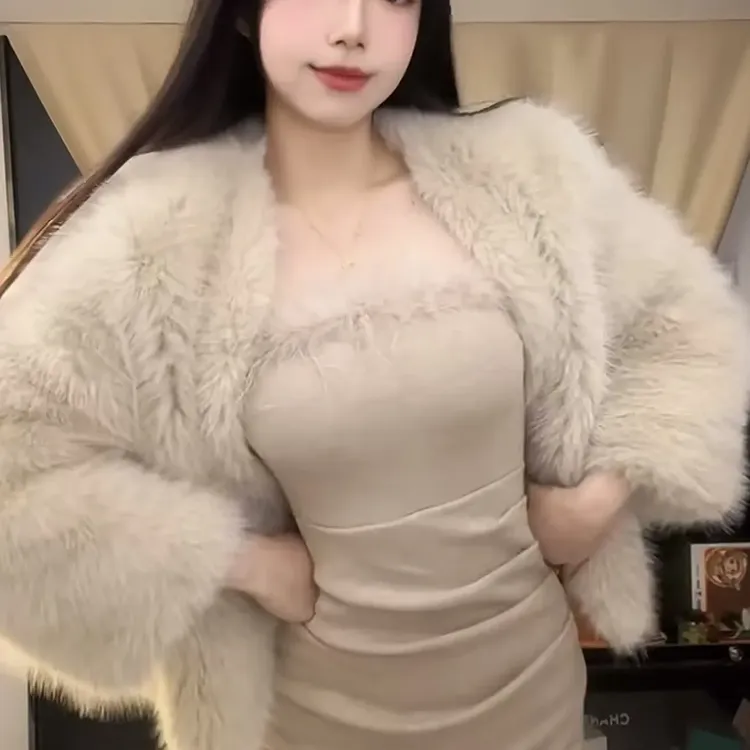 【毛毛外套】外套外套卡其黑色