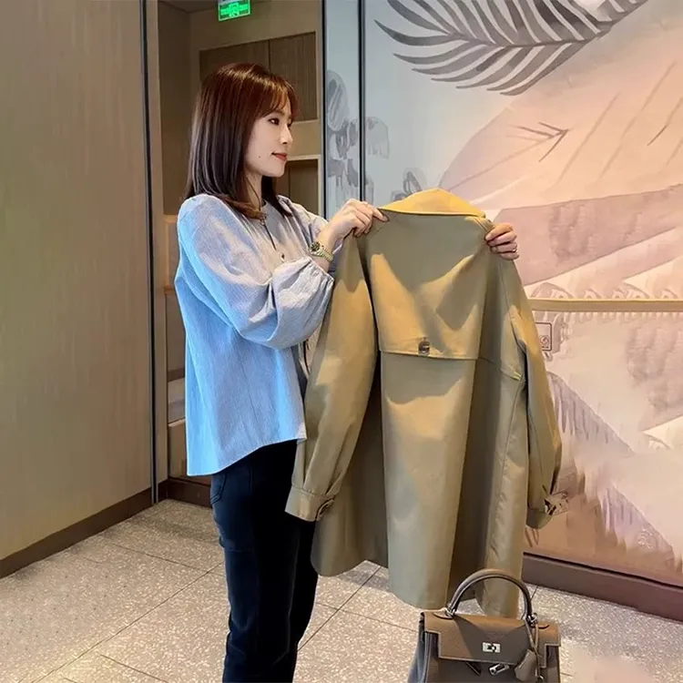 卡其色风衣外套女款春秋2025新款小香风欧货小个子中长款防风上衣