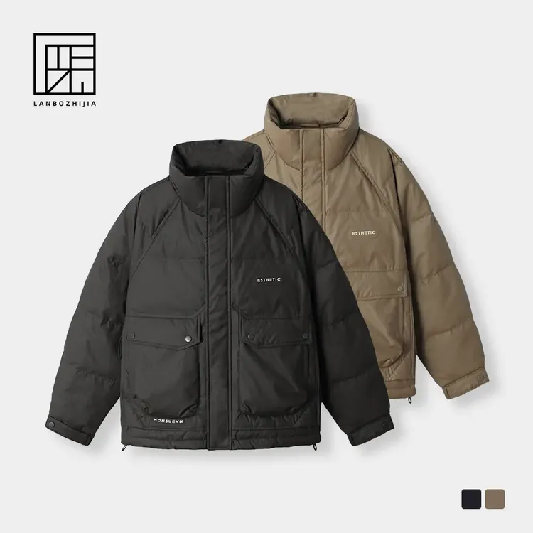 兰博之嘉•立领棉衣保暖男短款工装宽松棉服男士印花立领羽绒服