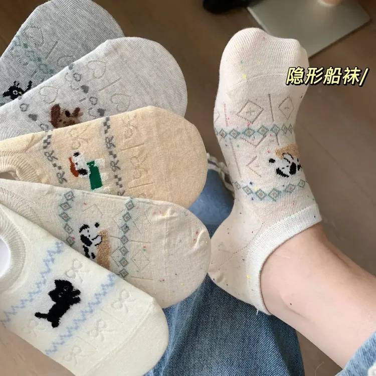 女士蝴蝶结爱心船袜miu系浅口夏季薄款防滑不掉跟隐形透气低帮j