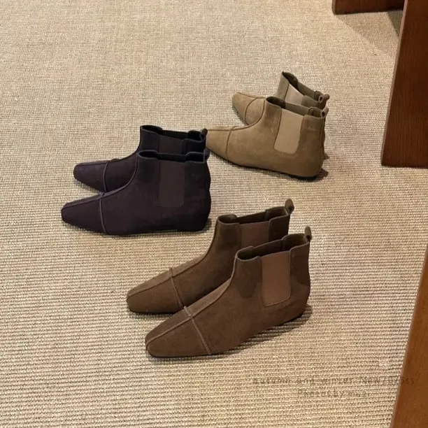 轻奢极简风法式真皮老钱风浪漫气质瘦瘦靴 ～氛围感拉满 内增高4cm