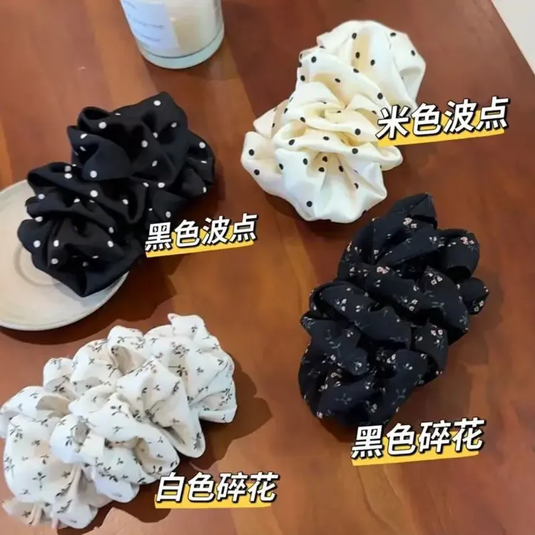 巨显发量!横着夹!新款褶皱云朵泡泡波点碎花甜妹氛围感香蕉发夹