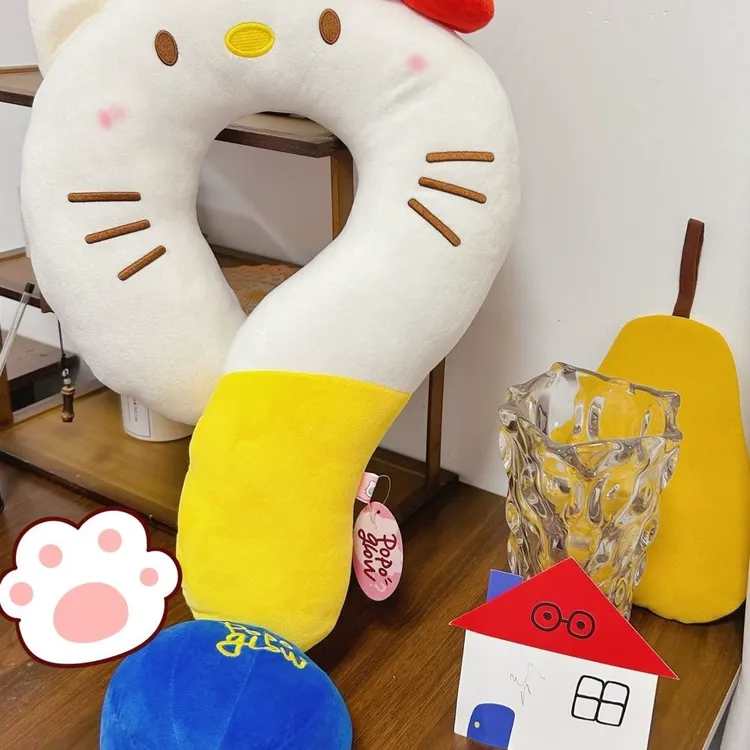 创意问号颈枕旅途u型枕kitty猫居家沙发抱枕夏季午睡枕生日礼物T