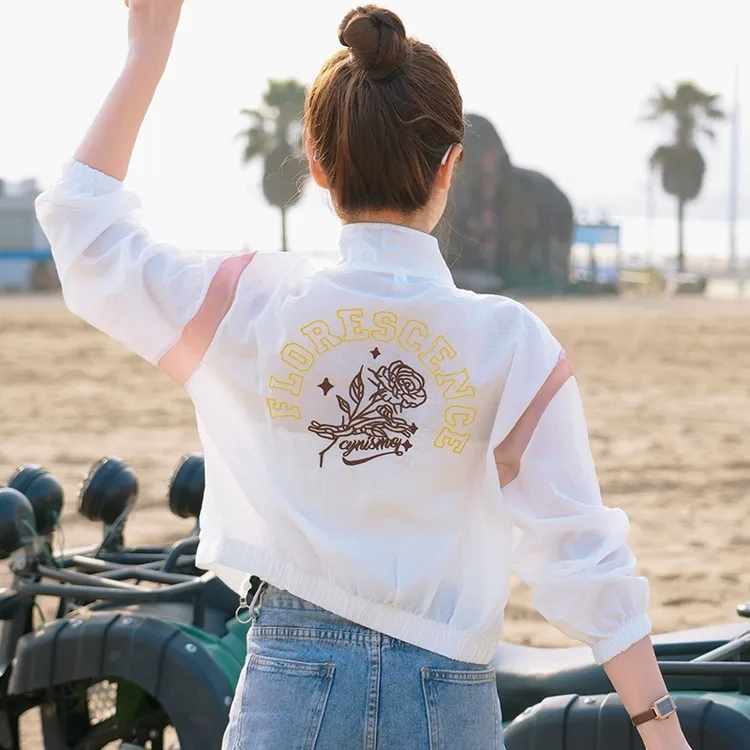 防晒衣女款夏季2025新款刺绣防晒服女防紫外线短款薄外套女小个子