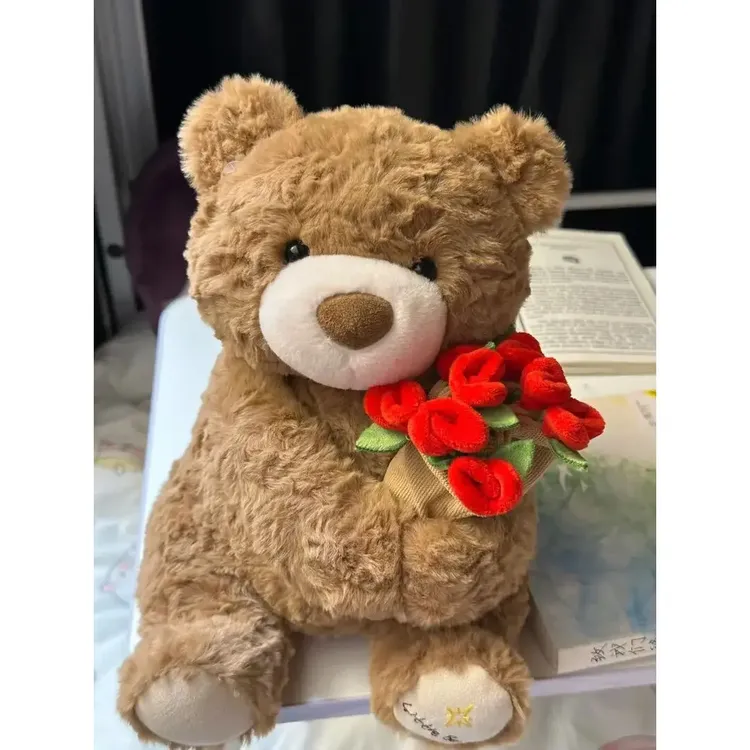 【520】情人节磁力悄悄熊玫瑰花帽香薰玫瑰花小熊毛绒布艺玩具礼物c
