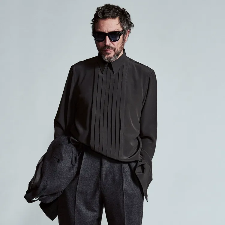 老钱风法式风琴褶皱尖角领长袖衬衫男士雅痞宽松时髦设计师款衬衣