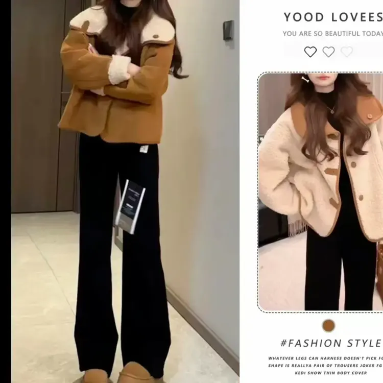 两面穿新款百搭外套冬季加厚仿羊羔毛休闲外套BY