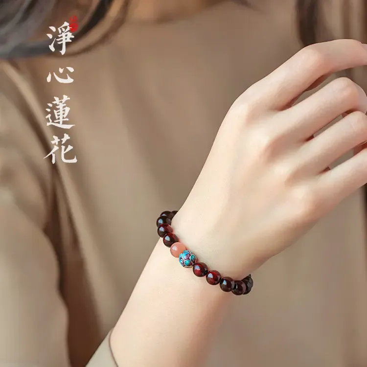 印度小叶紫檀金莲花手串金星老料高油高密女款