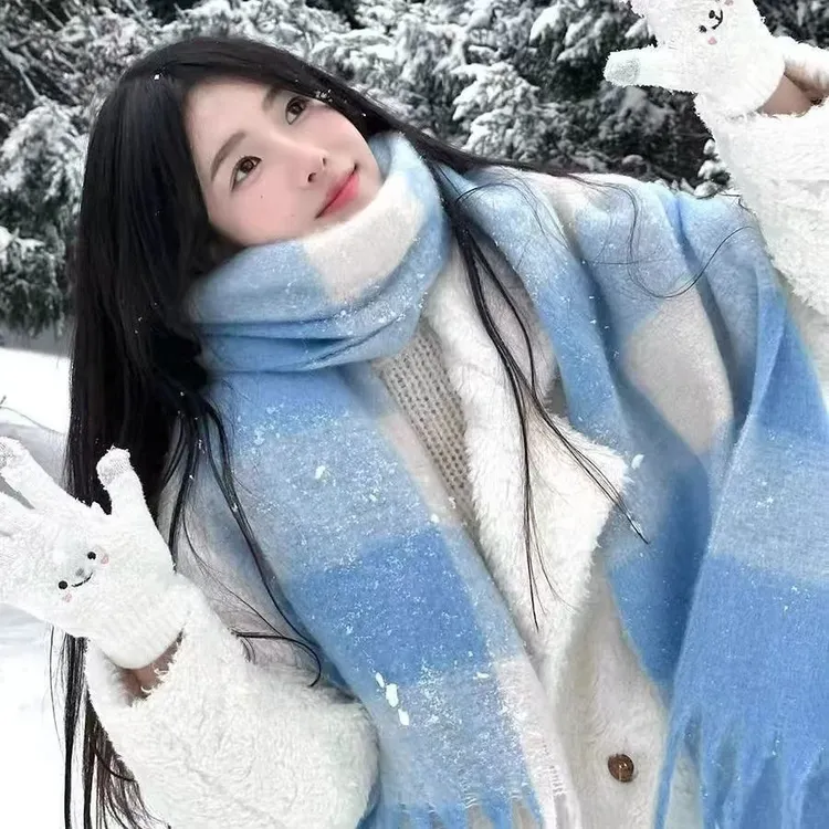 2025新款马海毛围巾女秋冬季韩系高级感百搭美拉德仿羊绒保暖披肩