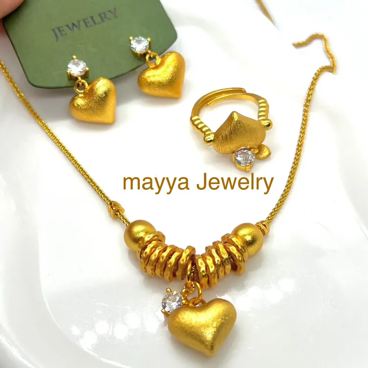 铜合金项链 金色铜合金时尚首饰。mayyaJewelry三件套锁骨链饰品