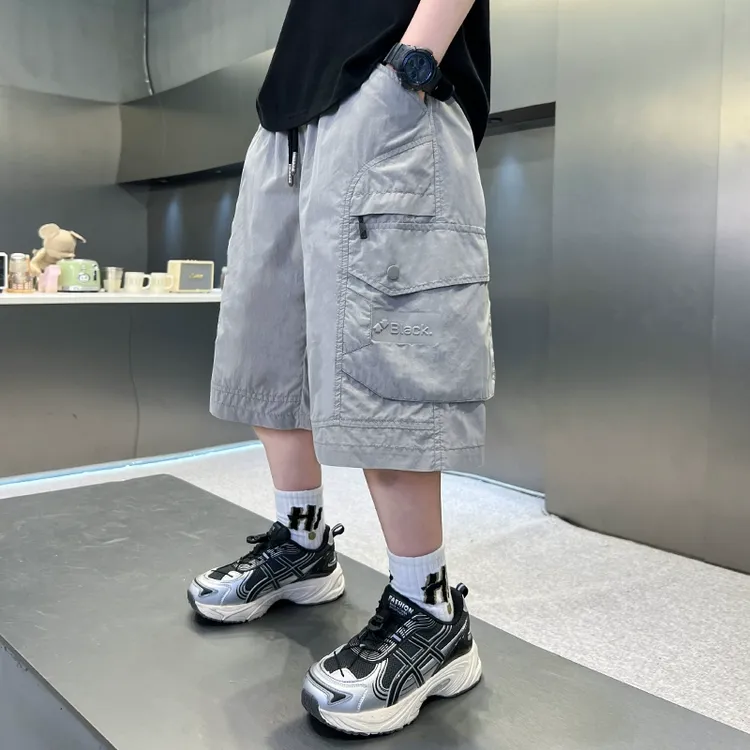 男童裤子夏季薄款2025新款儿童夏装工装裤大童男孩夏款五分裤潮酷