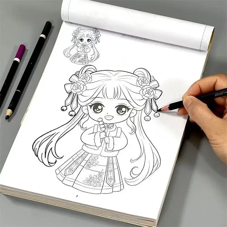 漫画入门手绘线稿描摹新手入门初学者儿童美少女动漫人物机甲涂色