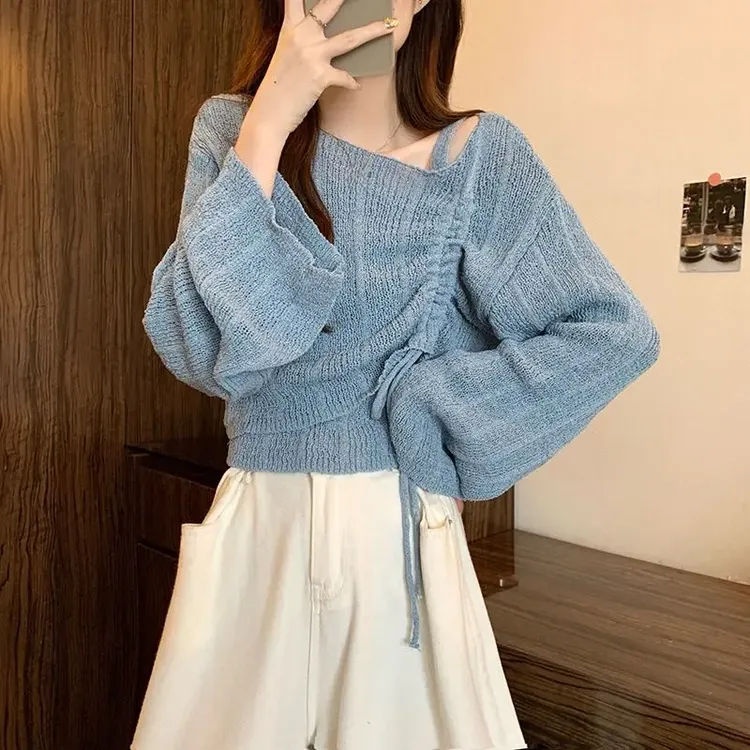 春季多巴胺薄款吊带上衣日系风格抽绳针织甜美两件套透气夏季