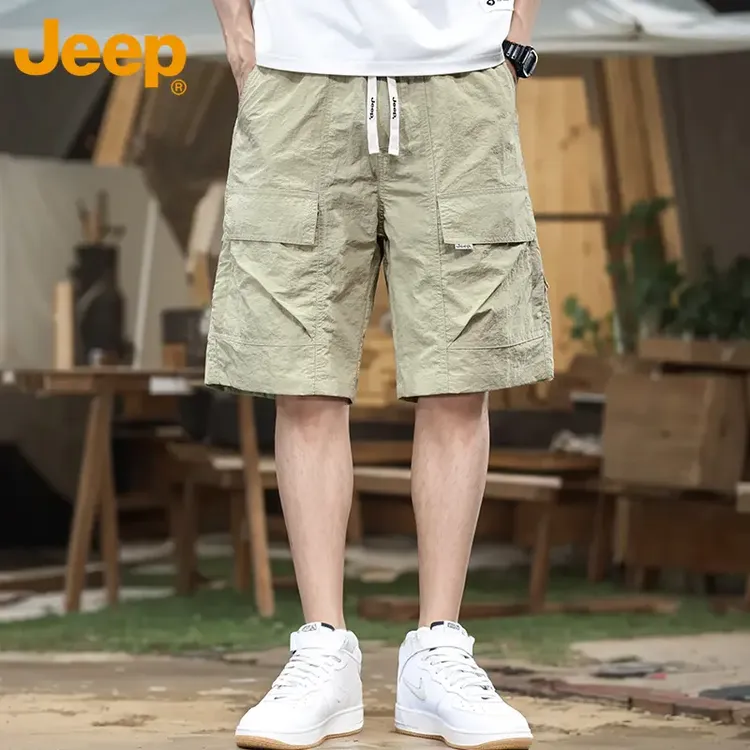 JEEP/吉普潮牌工装短裤男夏季薄款2025新款宽松直筒休闲五分中裤
