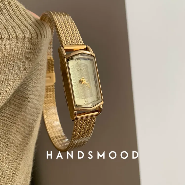 handsmood 中古风设计感小金表小众高级感精致气质女石英手表AG11