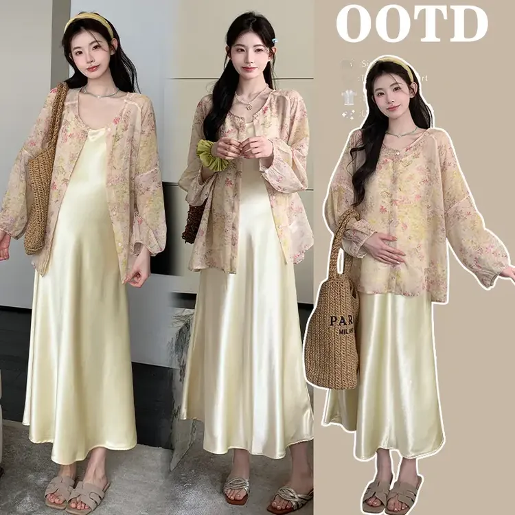 高端时尚孕妇装夏季新款潮款高级宽松显瘦吊带连衣裙百搭洋气外套