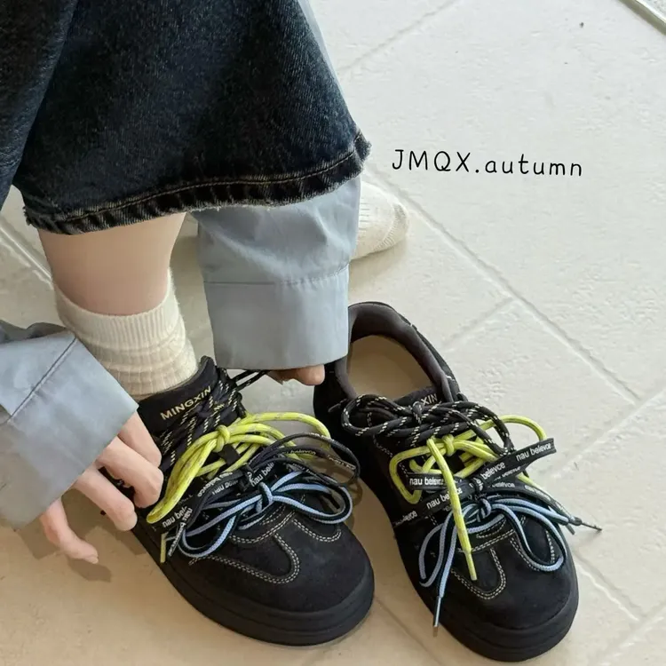 2025复古拼色学院风德训鞋韩版松糕底休闲板鞋DY9