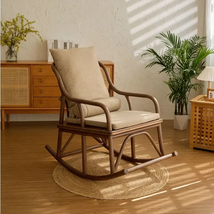 新中式藤编家用摇摇椅天然藤椅客厅轻奢午睡椅躺椅高颜值家具