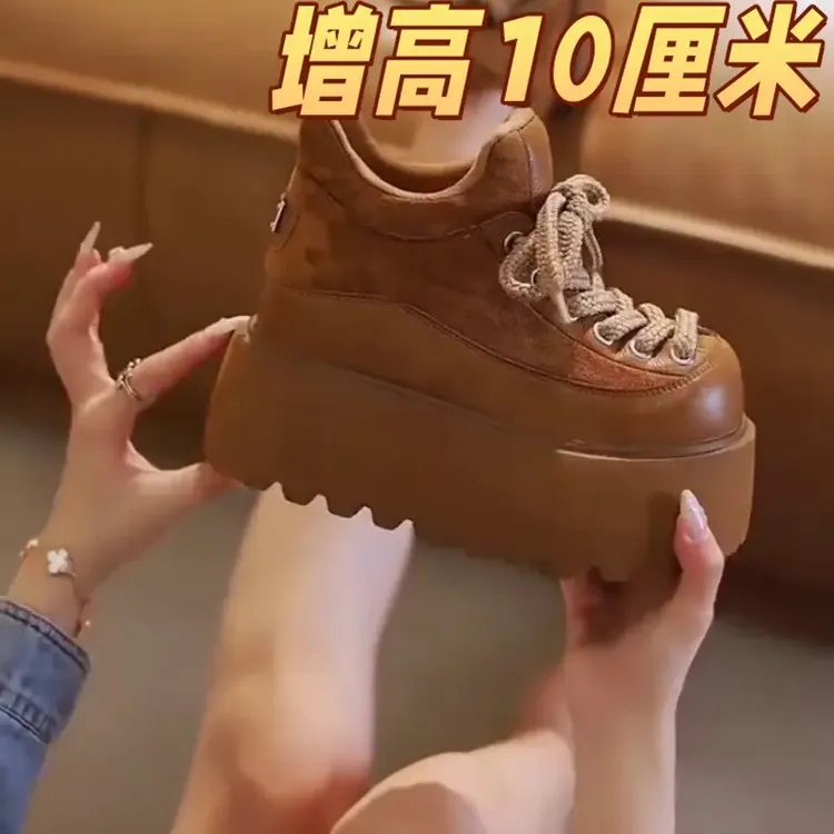 内增高女鞋加绒勃肯鞋2025新款爆款秋冬厚底松糕小个子乐福鞋