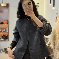 5035-网红宽松型小香风直下摆秋冬女秋季圆领短外套