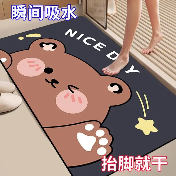 硅藻泥地垫浴室卫生间门口吸水垫防滑速干家用门口垫子卡通地垫