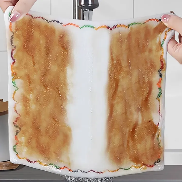 厨房彩虹疏油抹布亲肤加厚加大不掉毛不沾油易清洗碗抹布