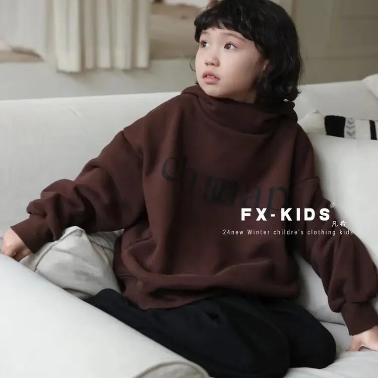 加绒B类男套头秋冬冬季厚款保暖百搭卫衣洋气童装上衣