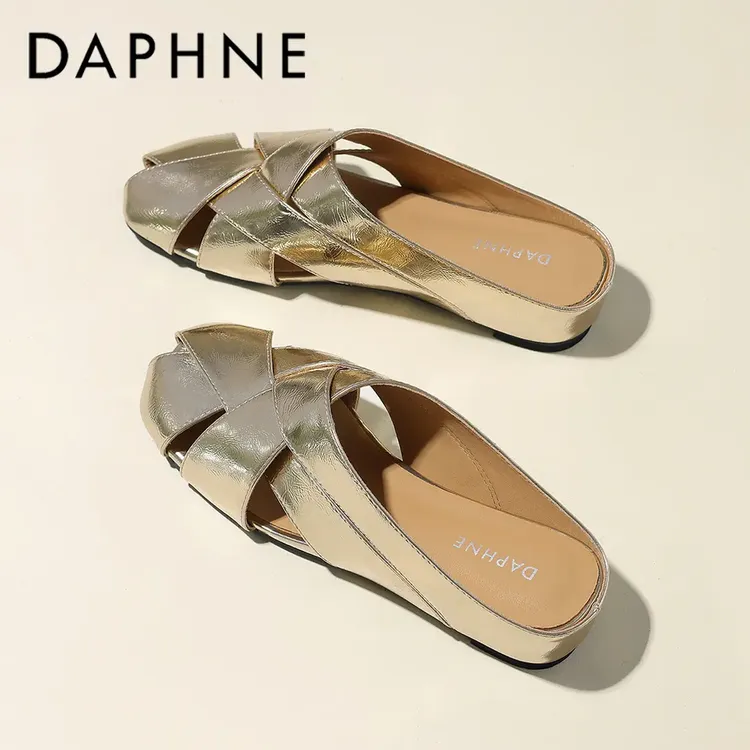 达芙妮爆款凉拖鞋2025年新款编织内增高穆勒鞋包头法式气质半拖鞋