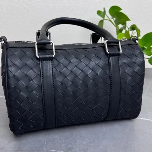 b$v手工编织包男士单肩斜挎手提包商务休闲时尚潮流百搭波士顿