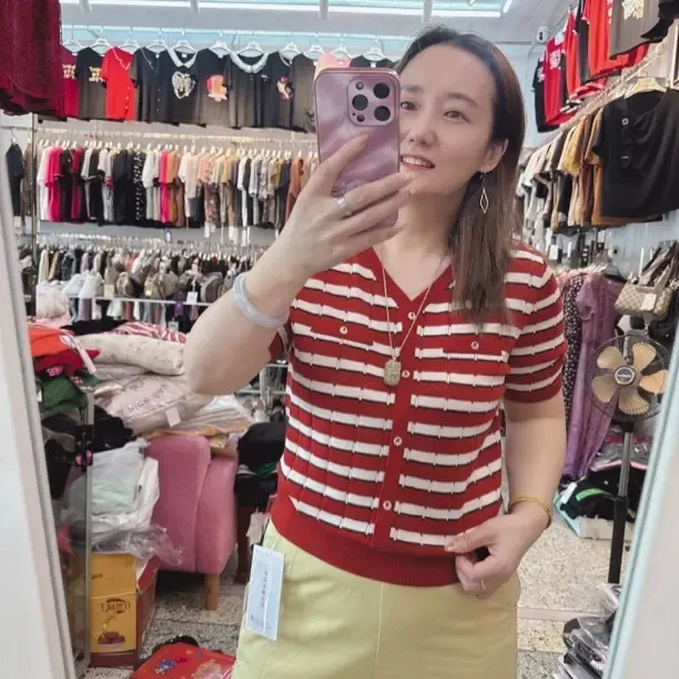 女毛针织衫条纹短袖修身上衣圆领女装豹纹夏季毛衣