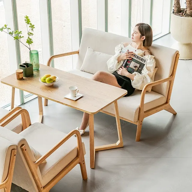 源头好货现代民宿咖啡厅奶茶店桌椅组合书吧西餐厅休闲区卡座沙发