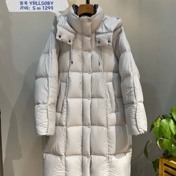 麦寻冬季新款长款过膝连帽加厚白鸭绒保暖女外套