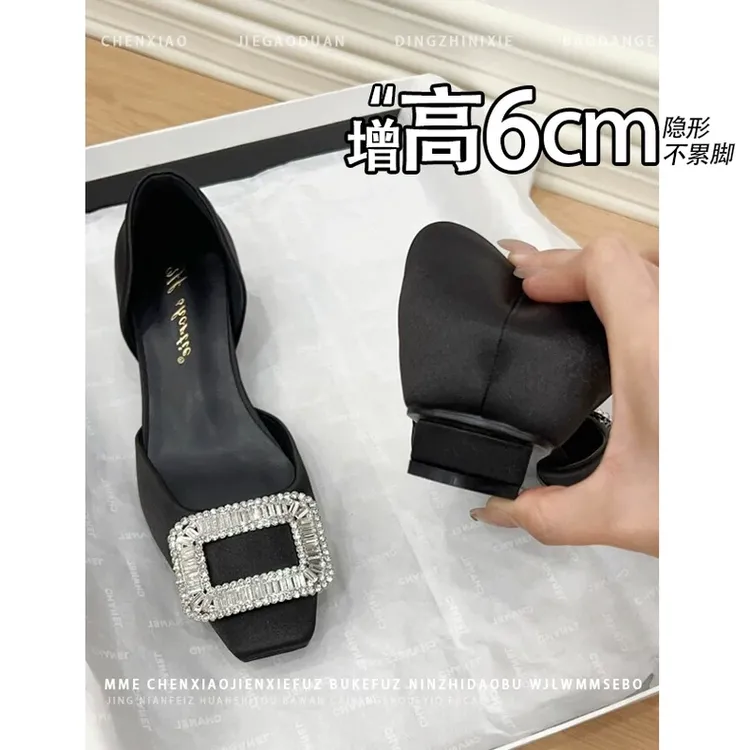不累脚！内增高6CM法式复古玛丽珍鞋女2025新款浅口小个子单鞋女