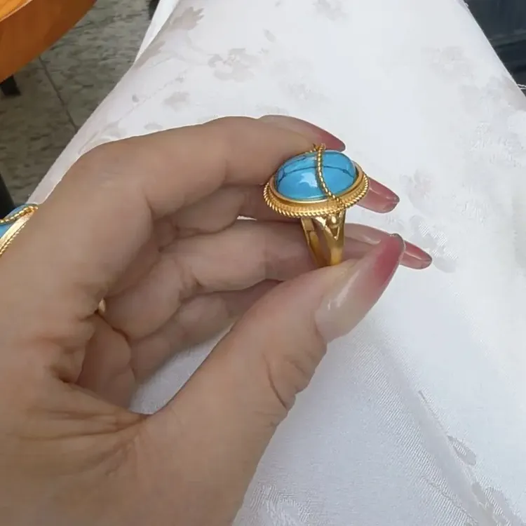 钛钢戒指 铜合金 铜合金 藏式元金包铜马金风格民族风复