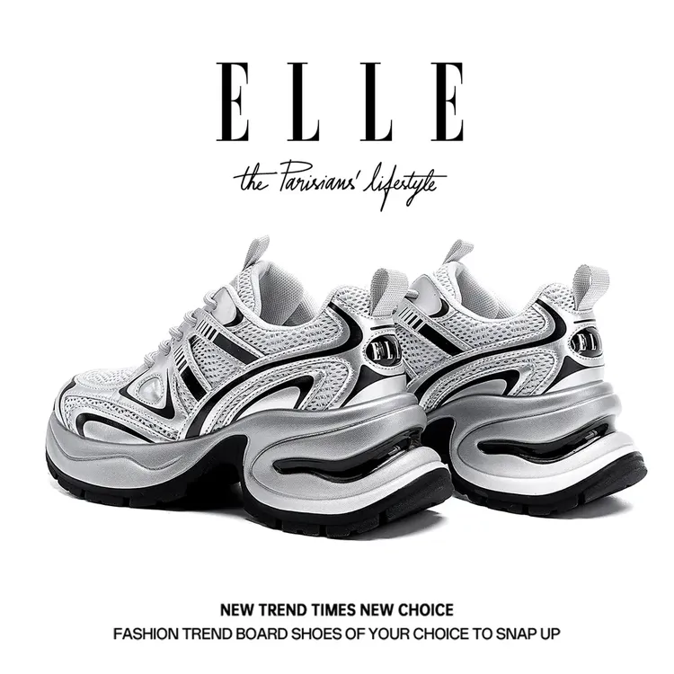 ELLE厚底老爹鞋女2025新款春秋爆款显脚小爆款女鞋运动增高休闲鞋