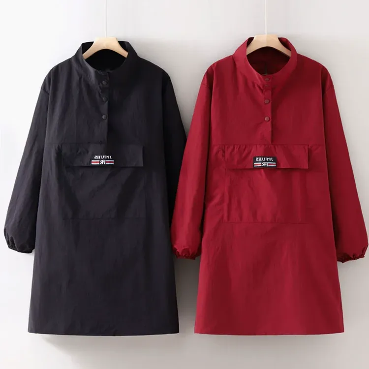 简约立领围裙厨房家用做饭防泼水外穿罩衣理发餐饮咖啡店女工作服