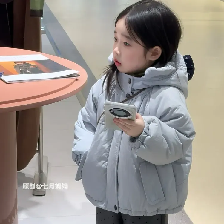 毛毛内里蝴蝶结棉衣外套2025冬季新款蝴蝶结毛女宝宝棉衣