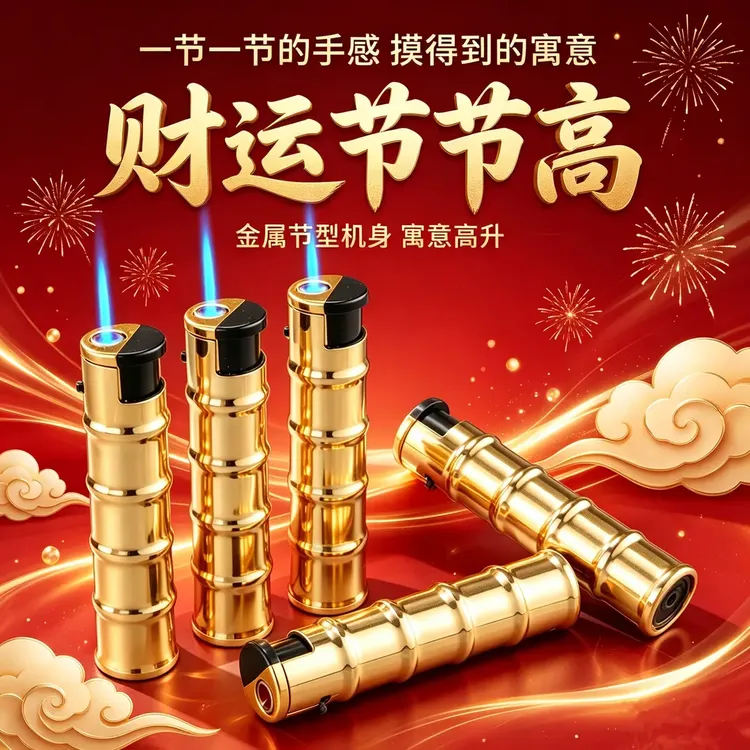 新款创意节节高升蓝焰直冲防风可充气防爆打火机男士礼商品图