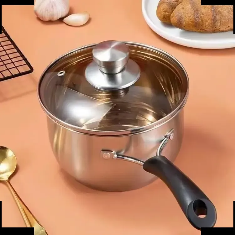 不锈钢18CM小奶锅泡面锅煮面小锅汤锅煮面锅煮粥辅食锅煮粥锅A648