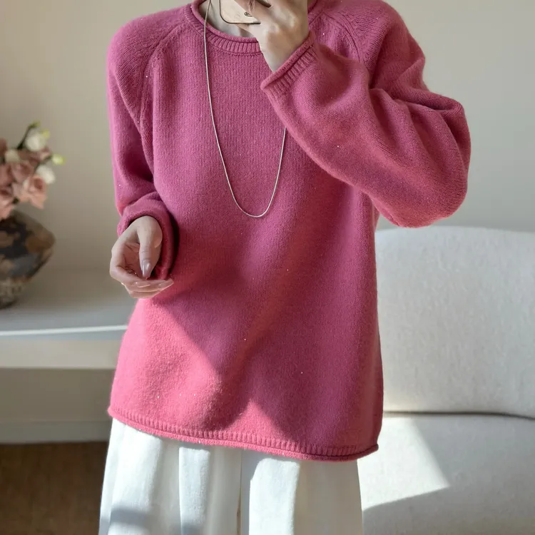 【原创定制】冬季新款圆领加厚宽松长袖针织星空毛衣慵懒风百搭上衣