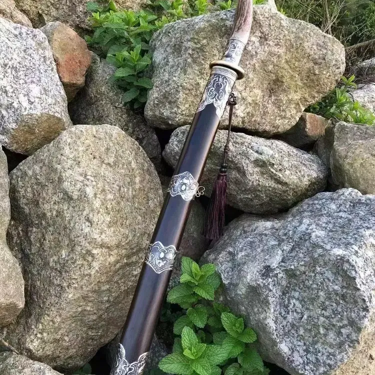 百炼钢手工锻造黑檀木装冷兵器未开刃适合收藏把玩