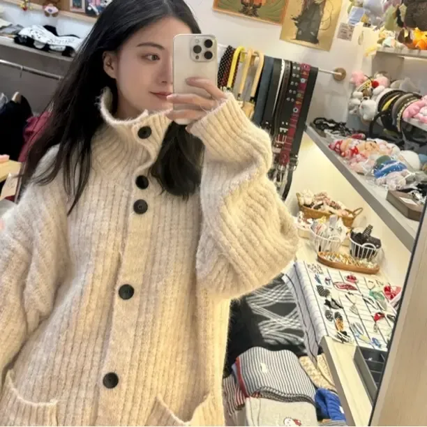 韩系慵懒风立领开衫毛衣女秋冬高级感宽松软糯针织加厚上衣外套