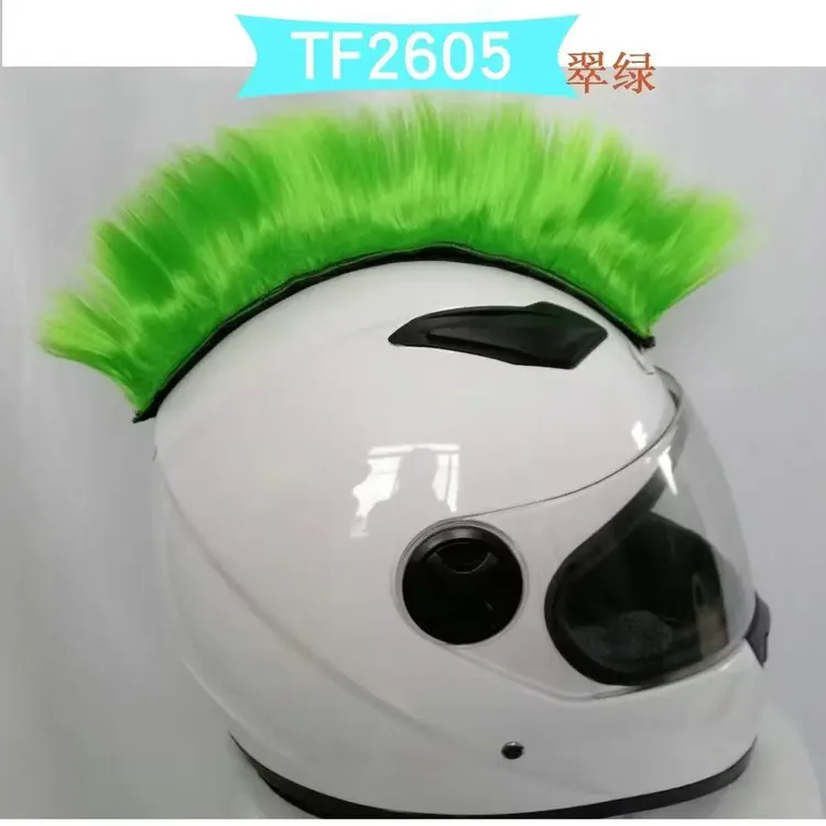 网红骑手摩托头盔鸡冠假发莫西干鸡冠发块假发个性莫西帅气鸡冠头